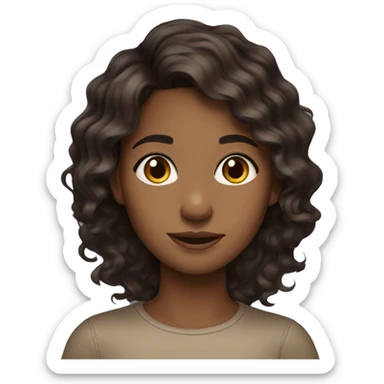 Cute emoji of a 4a wavy dark hair, light brown skinned girl  sticker