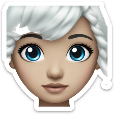 ocean blue doll eyes, black hair, feminine, pink, girl, angelic sticker