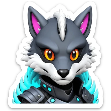 Cool gothic cute badass Scaley cyber-Vernid-Protogen-Sergal-Fursuit-furry-fursona sticker