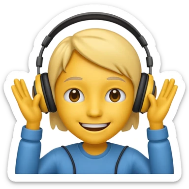 emoji with head phone holding both hands sticker