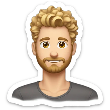 single blond guy with taper fade, messy curly tiktok guy front and top of hair and dark blonde beard sticker