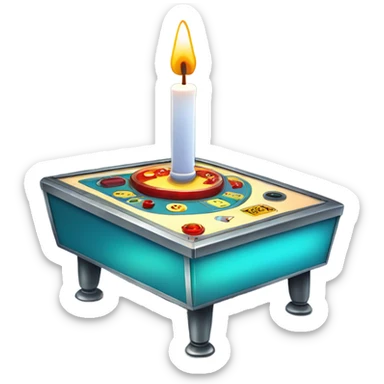 pinball with a lit birthday candle on top sticker