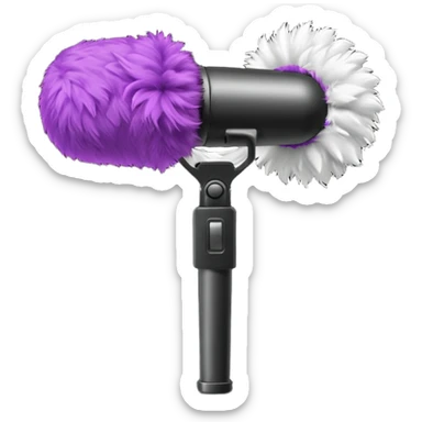boom fluffy microphone with stick sticker