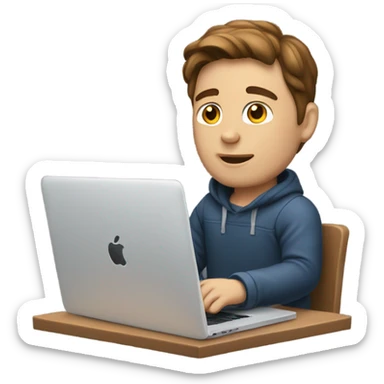 white-skinned male brown hair product designer sitting with macbook sticker