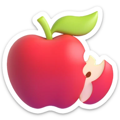 apple with a bite taken out sticker