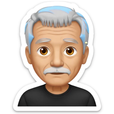 old man wear black t-shirt sticker