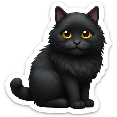 Black fluffy cat  sticker