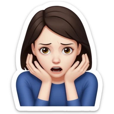 a brunette woman strangling herself sticker