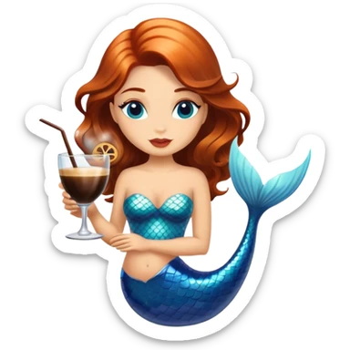 Mermaid drinking an  espresso martini  sticker