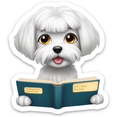 Maltese dog girl with book sticker