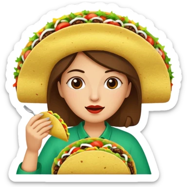 taco eating woman sticker