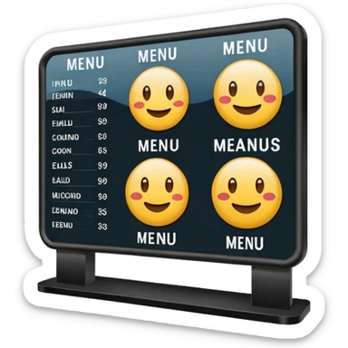 digital menu board with menu of restaurant items not emoticons sticker