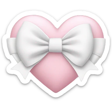 Pastel pink heart with white bow sticker