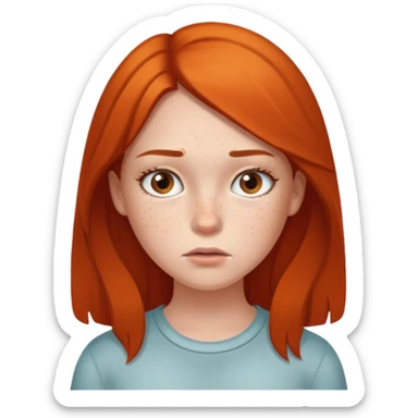 A girl doing a suspicious face sticker