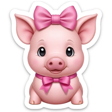 Cute Piglet with big bow around neck sticker