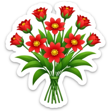 Red flower bouqet sticker