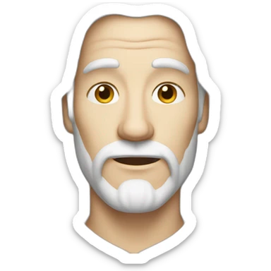 a man with long white straight hair, no beard and mustache, about 35 years old, a wizard but without a cap. sticker