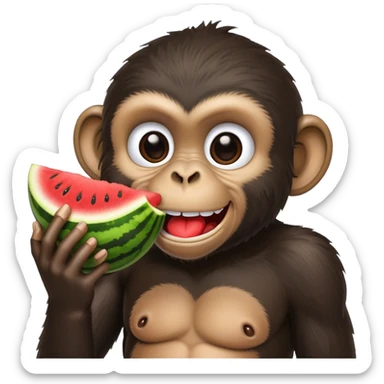 black monkey eating watermelon and drinking cool aid sticker