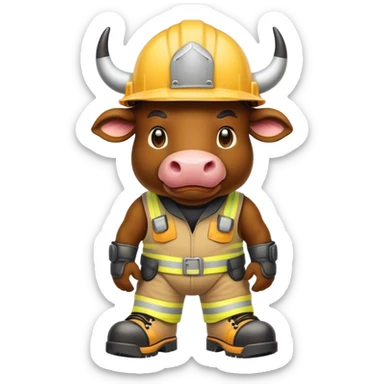 bull with the helmet and safety shoes sticker