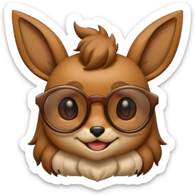 Eevee de Pokémon con gafas de sol y sonrisa, estilo emoji divertido sticker