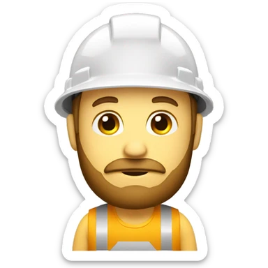 A braver man, with beard, white skin, with a construction hat yellow sticker