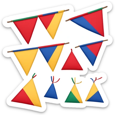 bandeirinhas de São João, traditional style, primary colors, triangular cut sticker