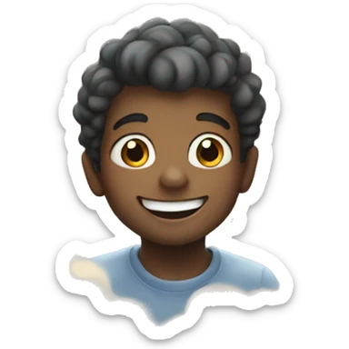 smiling boy in cloudy sky sticker