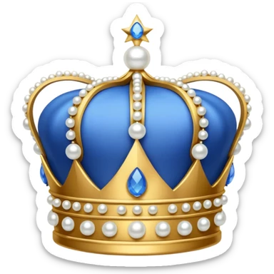 blue crown with 4 pearls sticker