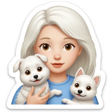 White dog and girl  sticker