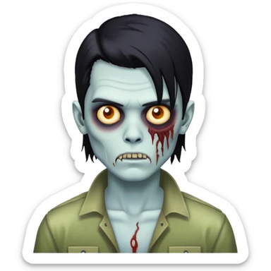 um menino zumbi com cabelo mullet preto  sticker