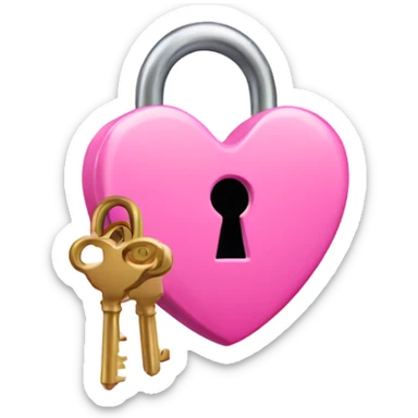 pink heart-shaped lock and key sticker