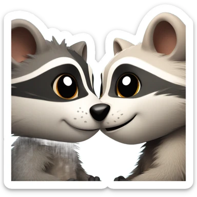Possum and raccoon hugging sticker