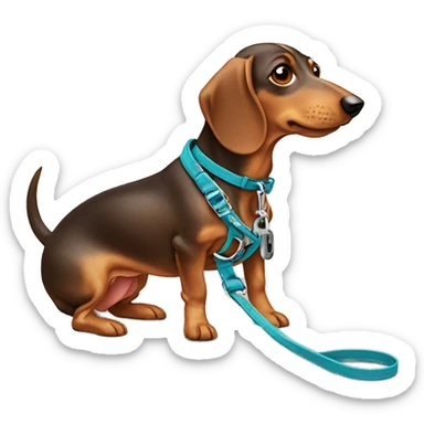 Wiener dog with a leash￼ sticker