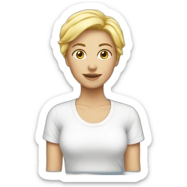 white woman blu tshirt sticker