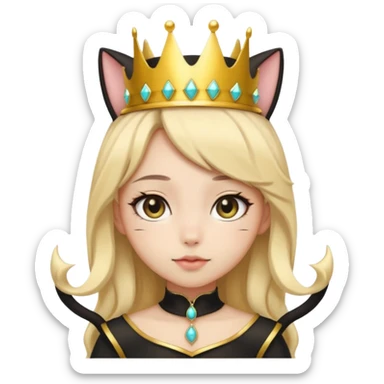 queen black cat kawaii girl sticker