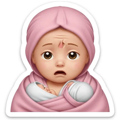 crying swaddled baby sticker