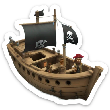 boat with pirates sticker