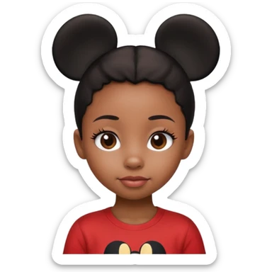 Black girl kid with cute long eye lashes that look real and have mikcy mouse shirt on sticker