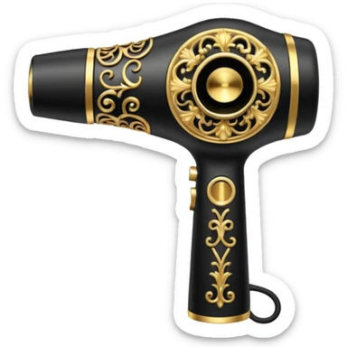 black blow dryer covered in jewelry sticker