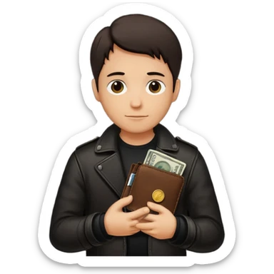 wallet with coins and a person silhouette above sticker