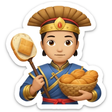 chinese ancient warrior with bread sticker