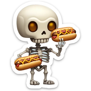 metal skeleton with a hotdog in his hand sticker