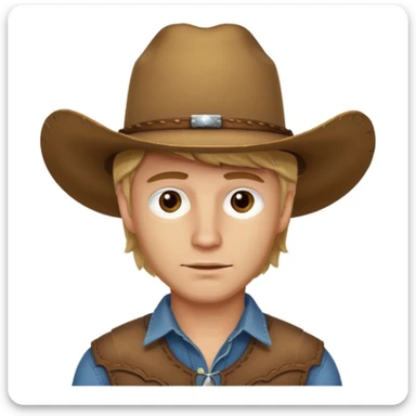 handsome dirty blonde haired man with a cowboy hat on and brown eyes sticker