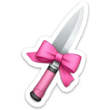 Knife with pink bow sticker