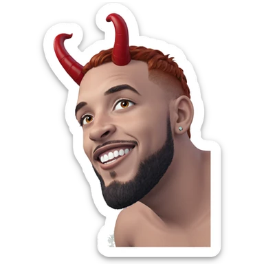 smiling red-haired boy with horns sticker