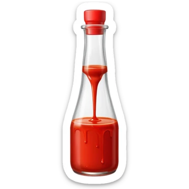 A single bottle of spicy sauce, keep it plain no branding or text. Add a drip effect to this. sticker