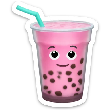 pink boba drink  sticker