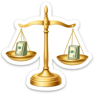 gold scale with dollar bills on one side and beauty products on the other side sticker