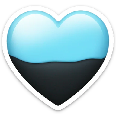 Half black and baby blue heart sticker