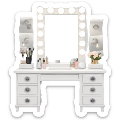 a white vanity with lights sticker